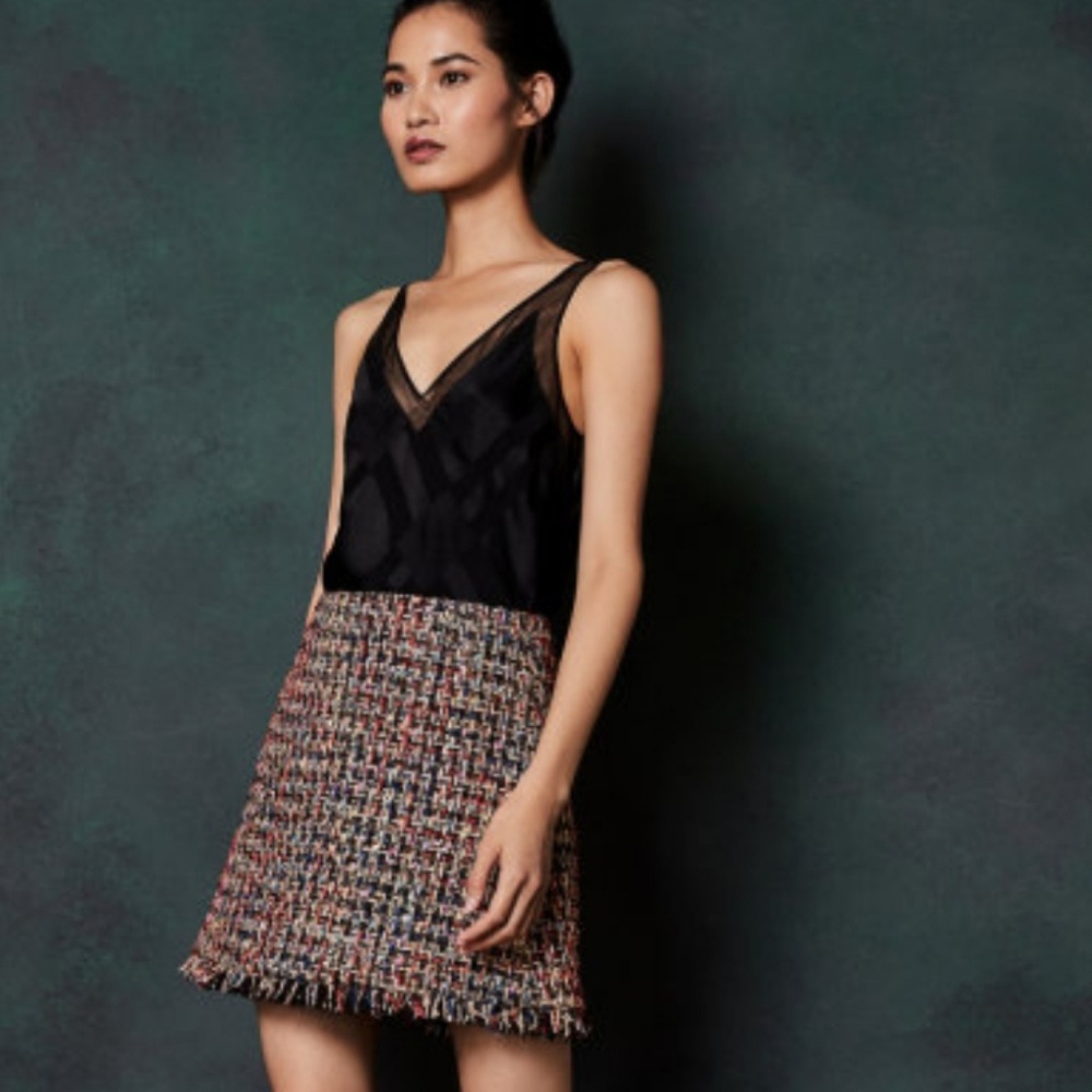 🍒NWT🍒 TED BAKER LORELAS TWEED BOUCLE MINI SKIRT - Picture 7 of 8